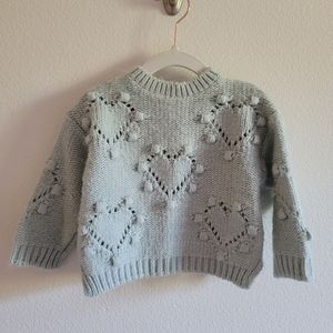 Zara Knitwear Baby Girl 9-12 months Blue Heart Pattern
